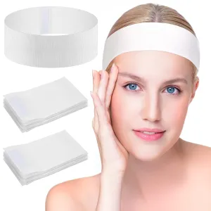 150 Count Disposable Headbands, White, Breathable Elastic Non-woven Fabric, Convenient for Facials, Esthetician Supplies, Salon, Day Spa, Hotel and Travel, Hairband for Women's Hair