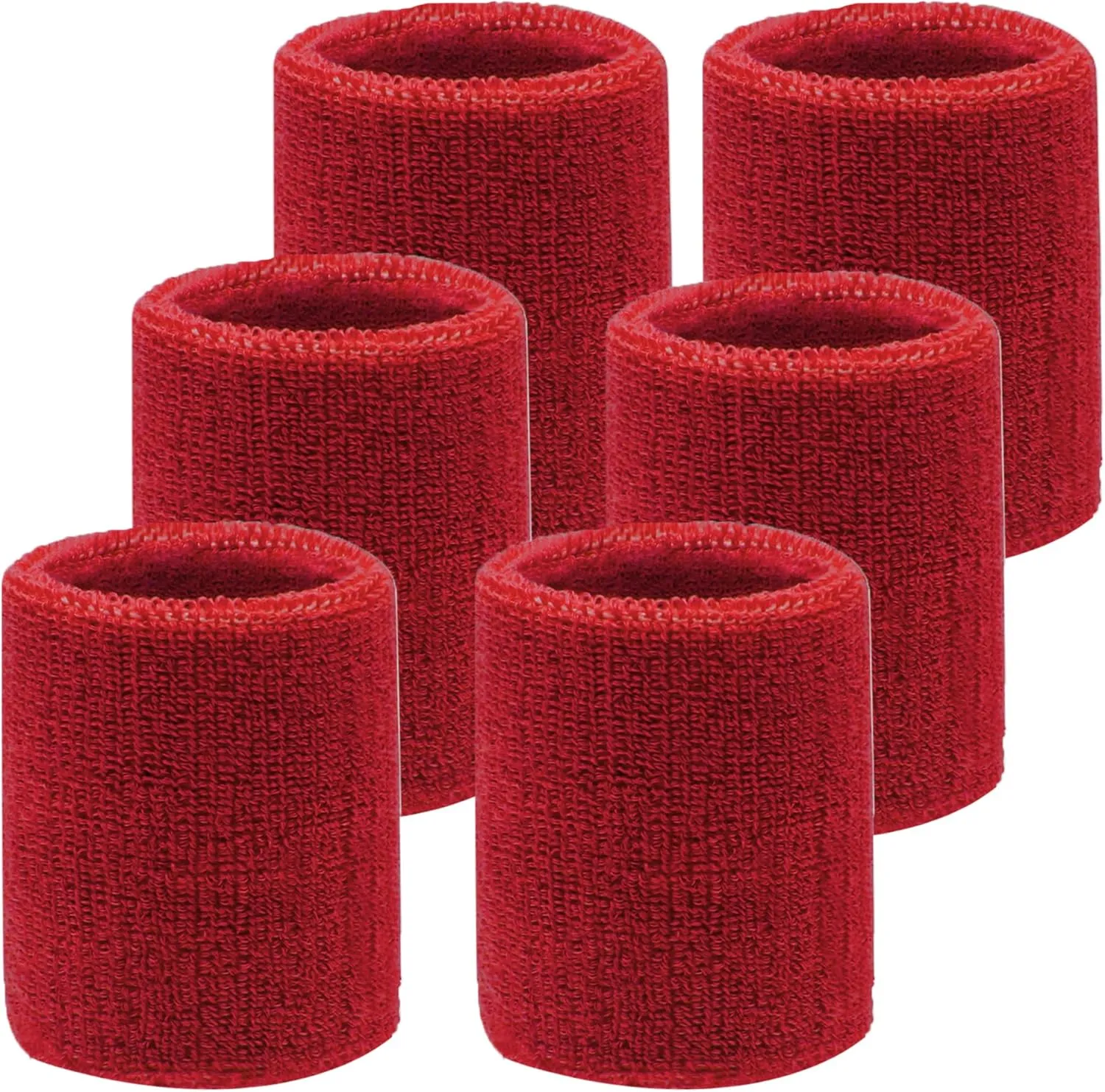 6 Pack 4 Inch Wrist Sweatbands Tennis Wrist Bands Absorbent Sweat Band for Men and Women, Breathable Cotton Sweatbands for Work Out, Football, Basketball, Running Athletic Sports