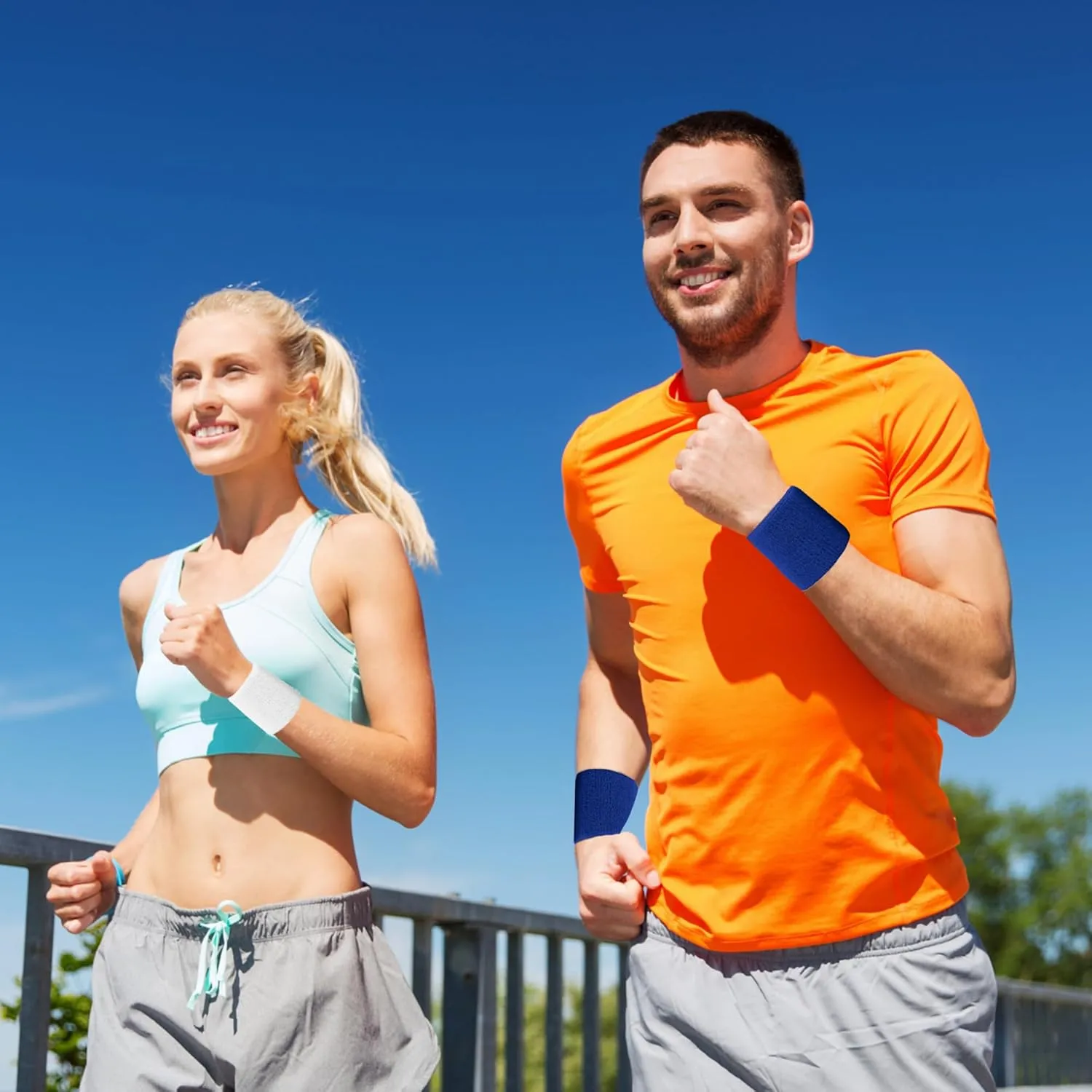 8 Pack Wrist Sweatbands Tennis Wrist Bands Absorbent Sweat Band for Men and Women, Breathable Cotton Sweatbands for Working Out, Football, Basketball, Running Athletic Sports