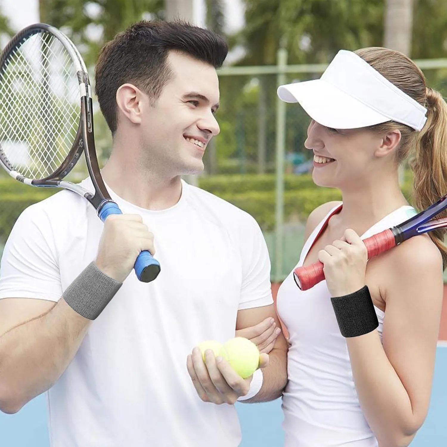 8 Pack Wrist Sweatbands Tennis Wrist Bands Absorbent Sweat Band for Men and Women, Breathable Cotton Sweatbands for Working Out, Football, Basketball, Running Athletic Sports