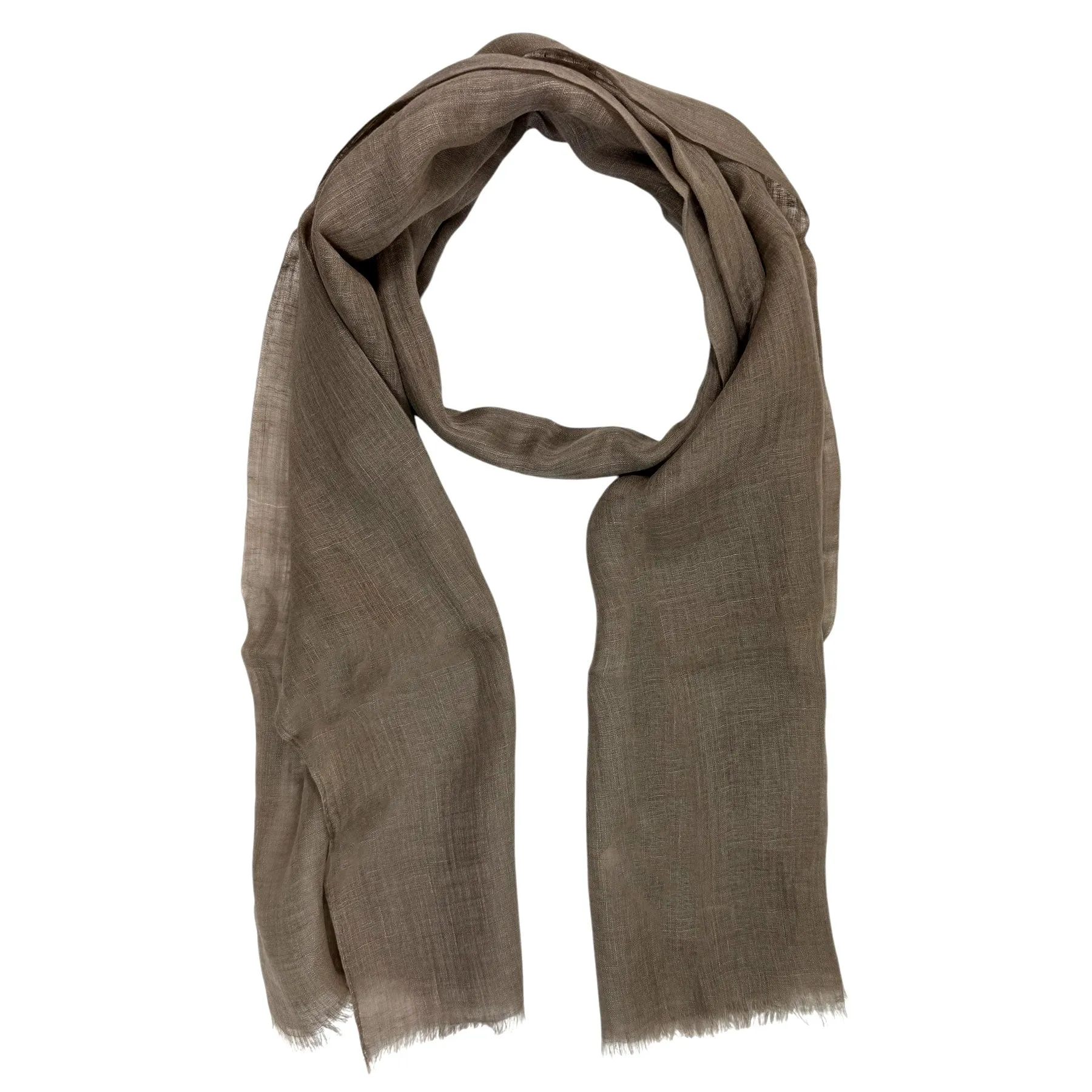Agnona Scarf Latte Brown - Light Weight Linen Shawl SALE