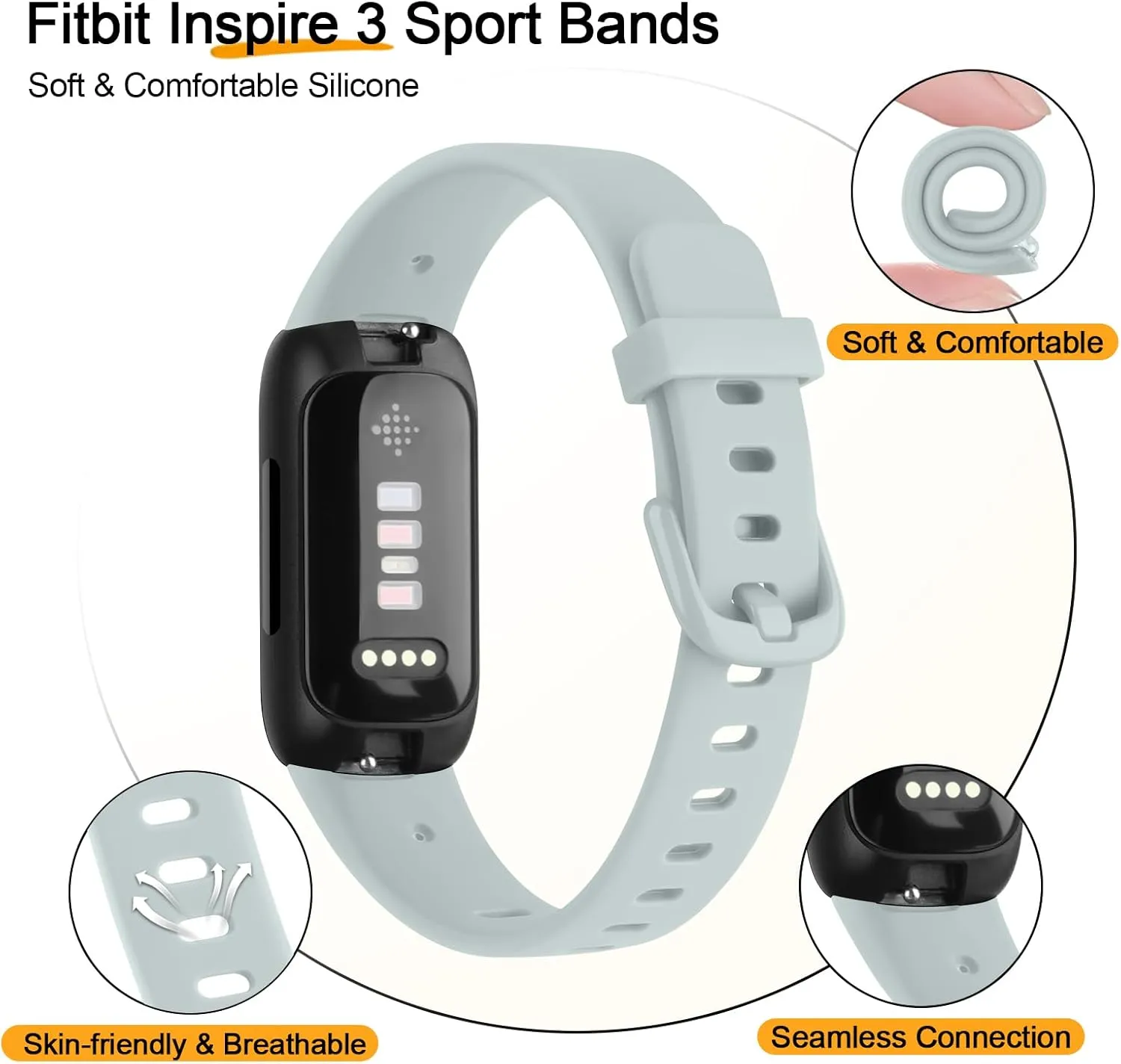 AK Band Compatible with Fitbit Inspire 3 Bands for Women Men, Adjustable Replacement Sport Wristbands Straps for Fitbit Inspire 3 Fitness Tracker