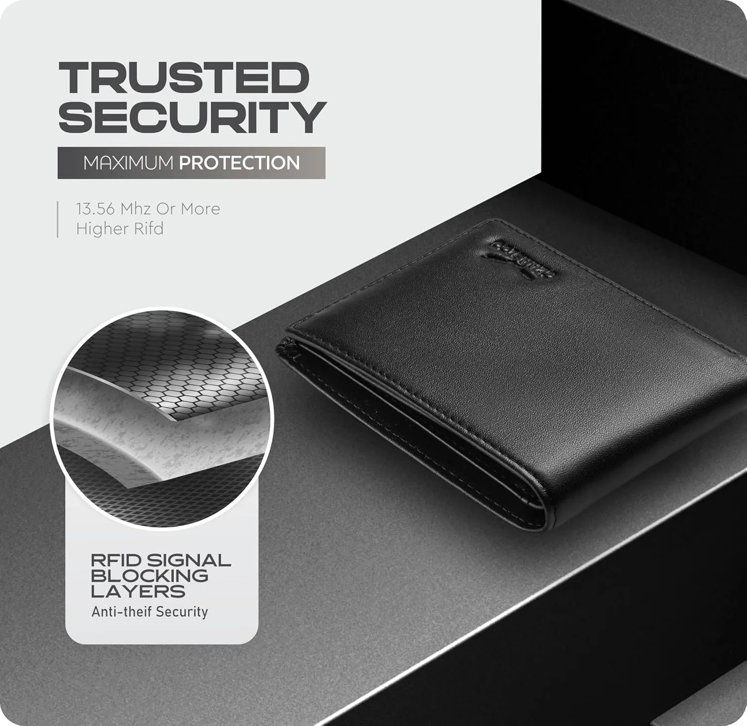 Claasico Mens Bifold Wallet for Men  Genuine Leather RFID Wallet, Slim Billfold Cardholder w/ID Window  Gift Box Included