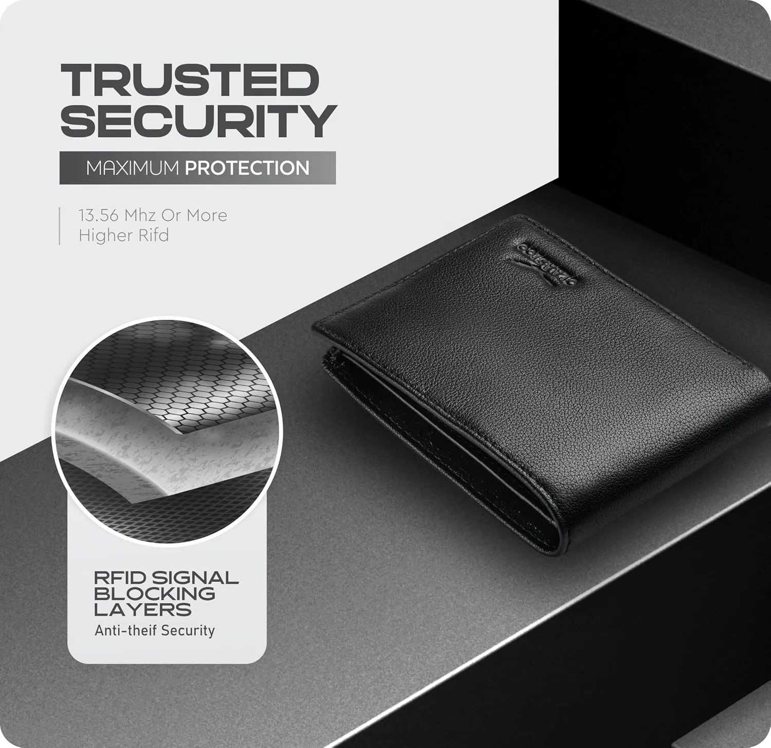 Claasico Mens Bifold Wallet for Men  Genuine Leather RFID Wallet, Slim Billfold Cardholder w/ID Window  Gift Box Included
