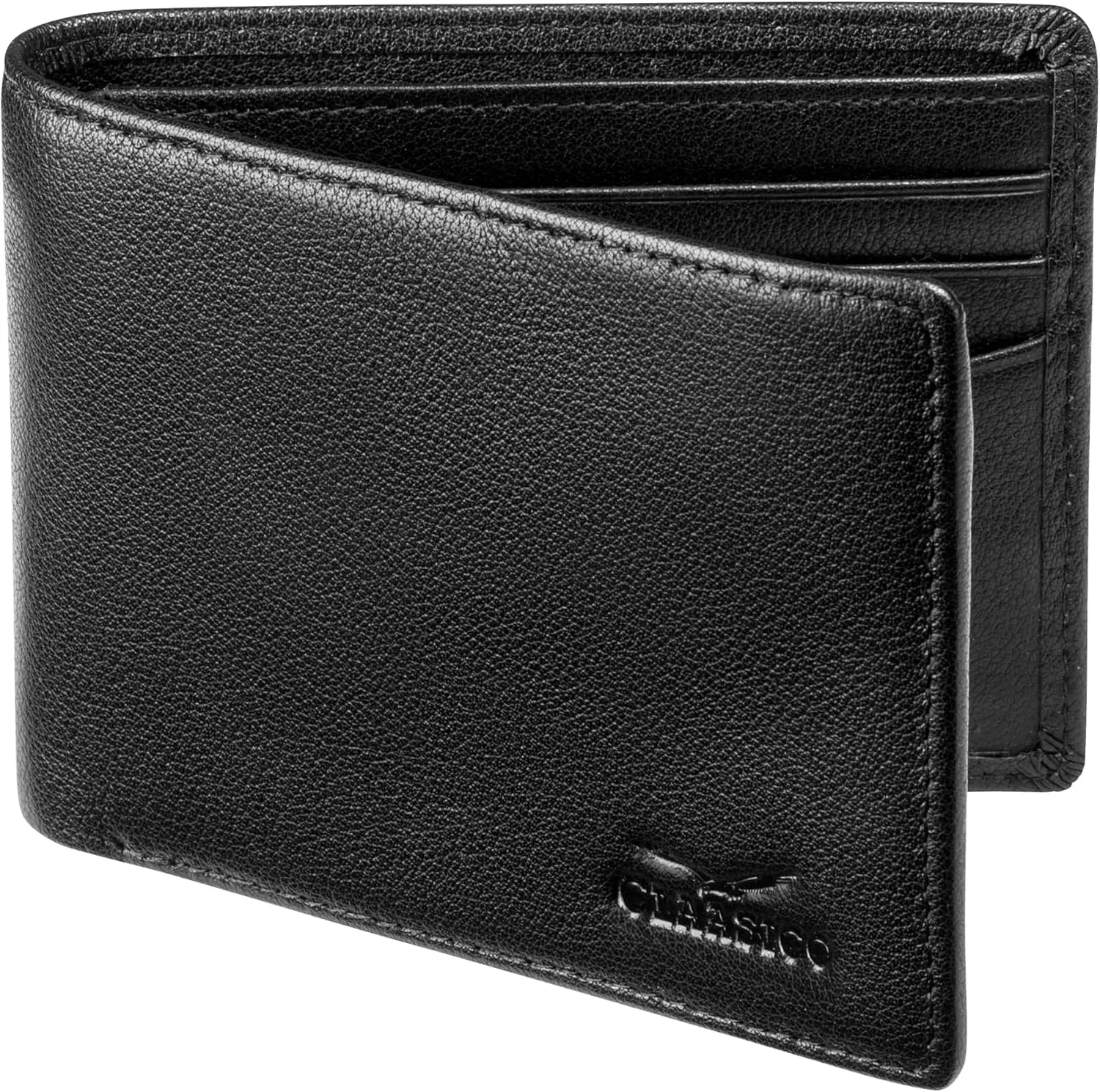 Claasico Mens Bifold Wallet for Men  Genuine Leather RFID Wallet, Slim Billfold Cardholder w/ID Window  Gift Box Included