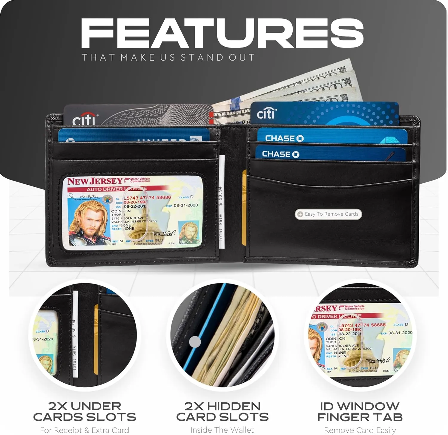Claasico Mens Bifold Wallet for Men  Genuine Leather RFID Wallet, Slim Billfold Cardholder w/ID Window  Gift Box Included