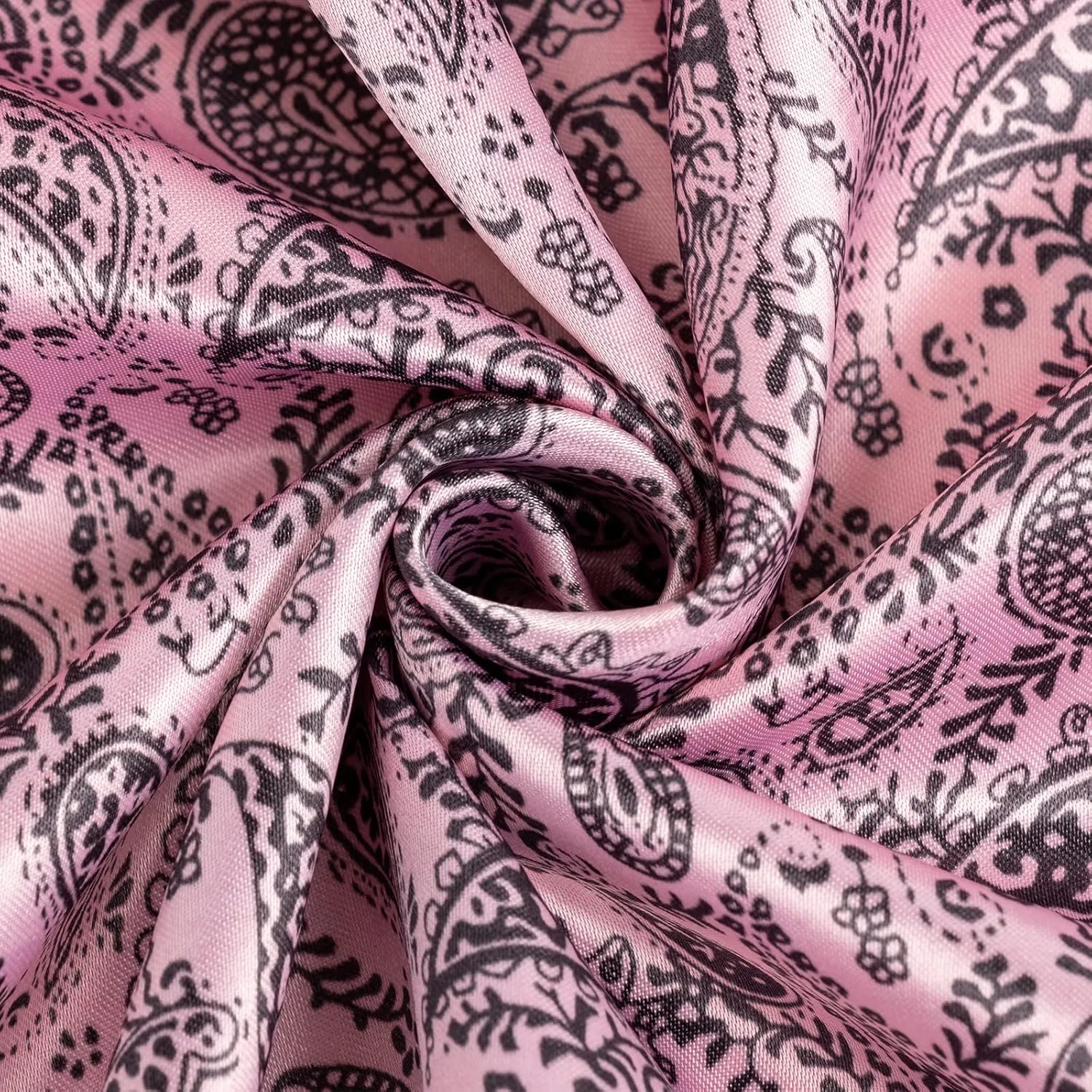 DRESHOW 35 Large Square Satin Head Scarf - 4Pcs Silk Accessories Classic Patterned Squares Beach Bandanas for Women