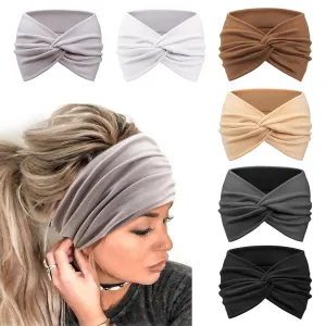 DRESHOW 6 Pack Extra Wide Headbands for Women Large Turban Headband Boho Head Wrap Elastic Hairbands Hair Twisted Knot Hair Accessories