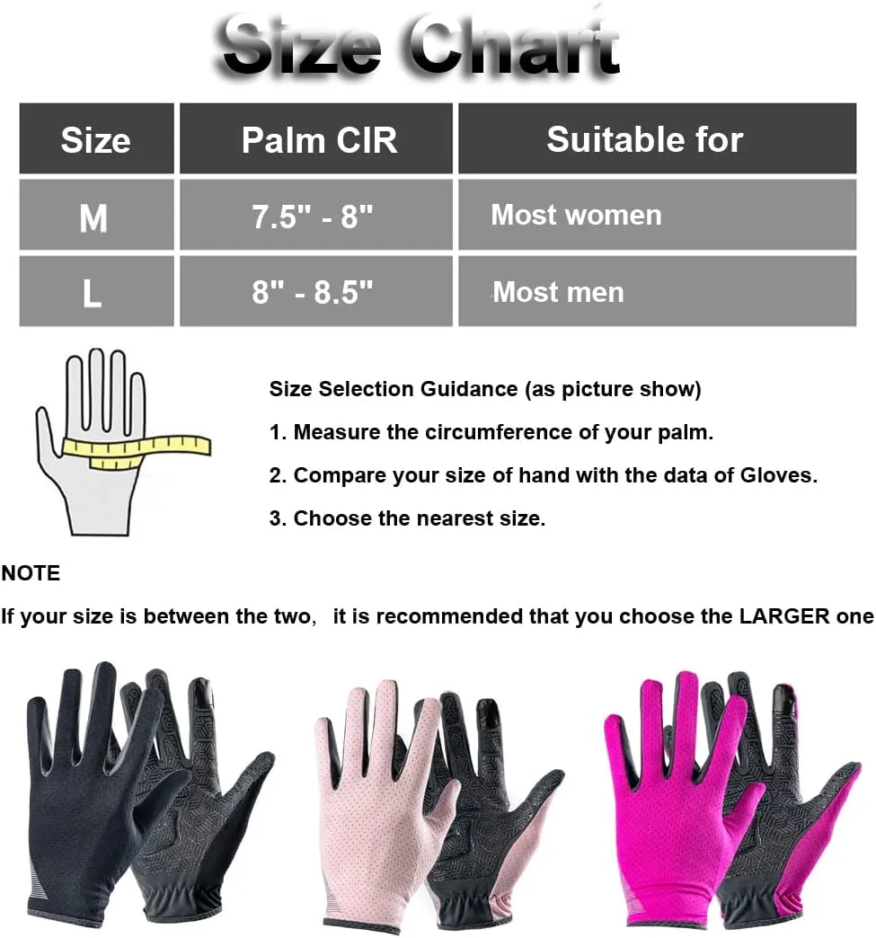 Full Finger Hiking & Cycling Gloves - Thin Gloves for Men & Women - UV Protection, Great for Adult Bikes, Driving & Gym