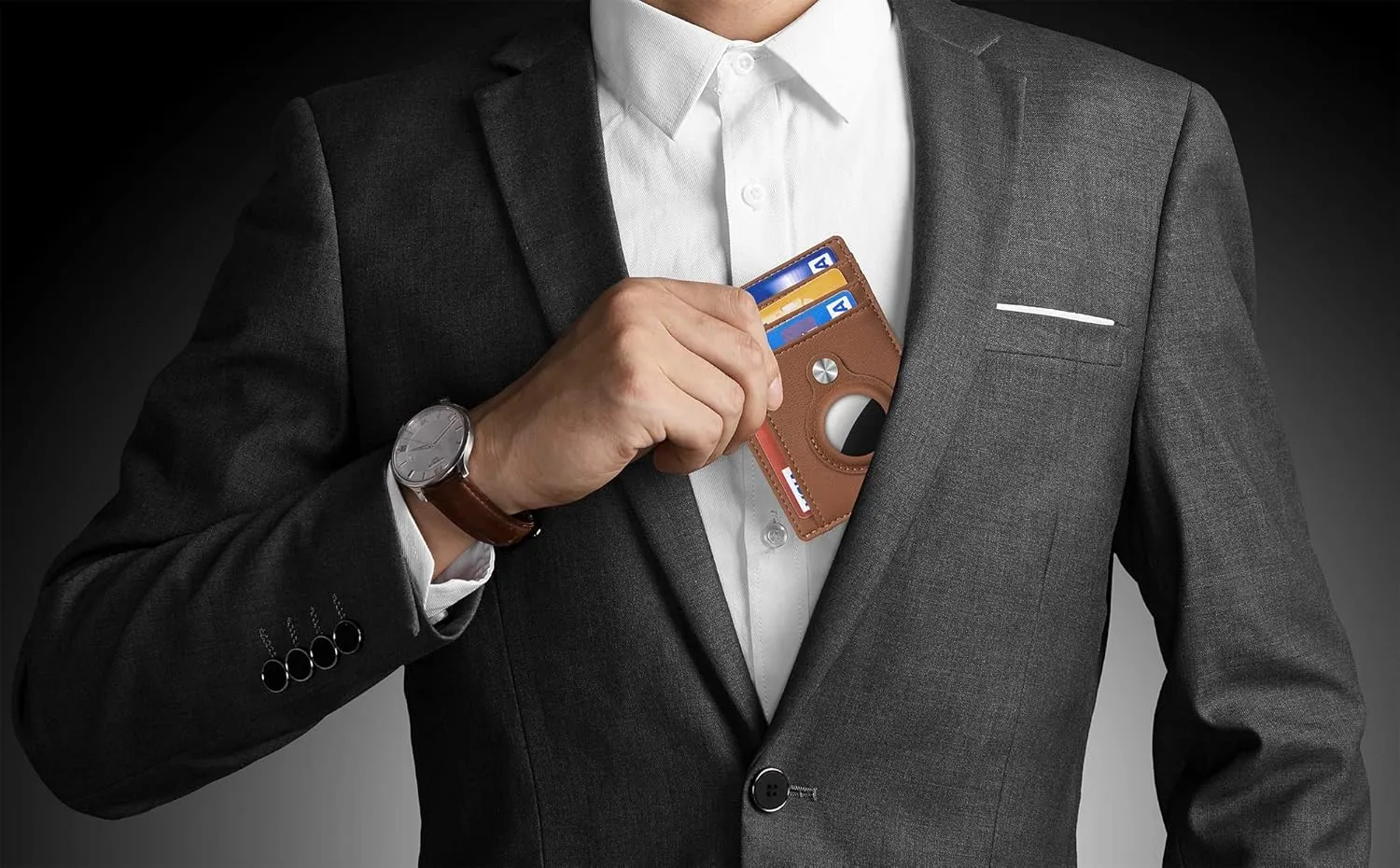 Hawanik Slim Minimalist Front Pocket Air Tag Wallet, RFID Blocking Card Holder Wallet with Airtag Holder