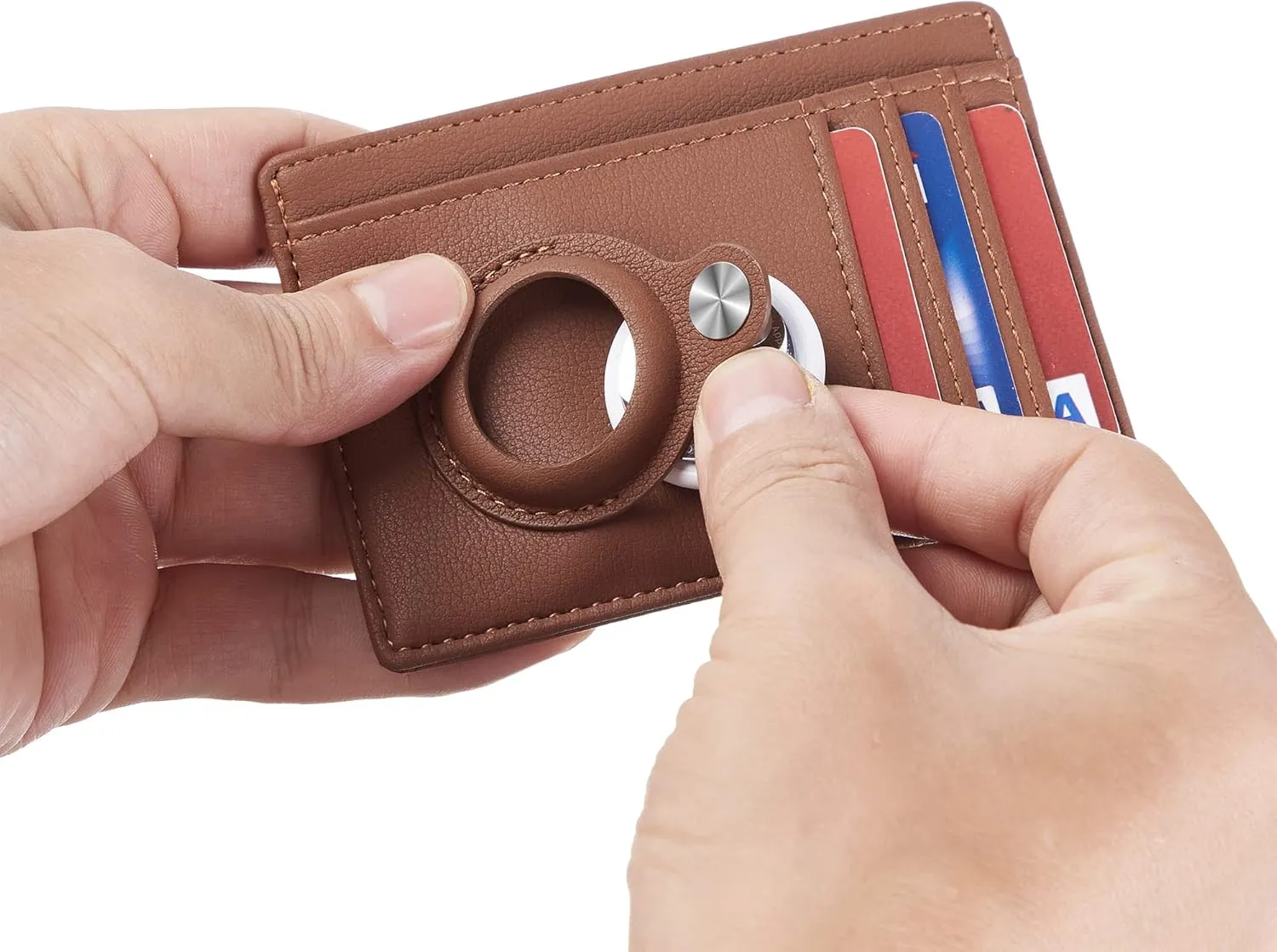 Hawanik Slim Minimalist Front Pocket Air Tag Wallet, RFID Blocking Card Holder Wallet with Airtag Holder