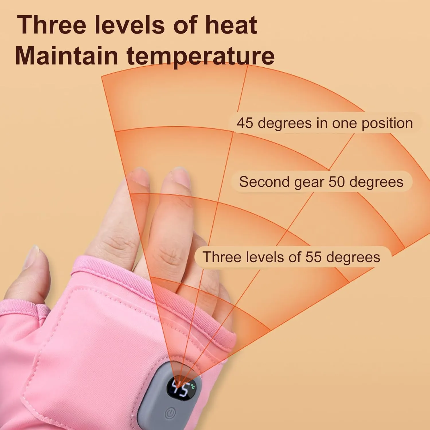 Heated Fingerless Gloves,Portable Heating Gloves with Digital Display Heated Glove for Women Men