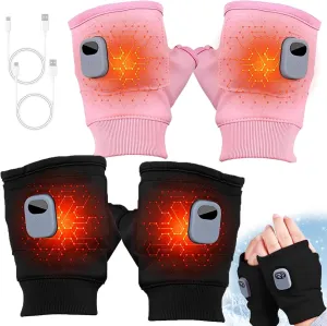 Heated Fingerless Gloves,Portable Heating Gloves with Digital Display Heated Glove for Women Men