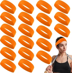 Hotop 20 Pcs Sport Headbands for Girls Women Non Slip Stretchy Soft Fabric Elastic Headband Bulk for Yoga DIY Team Gifts