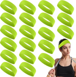 Hotop 20 Pcs Sport Headbands for Girls Women Non Slip Stretchy Soft Fabric Elastic Headband Bulk for Yoga DIY Team Gifts