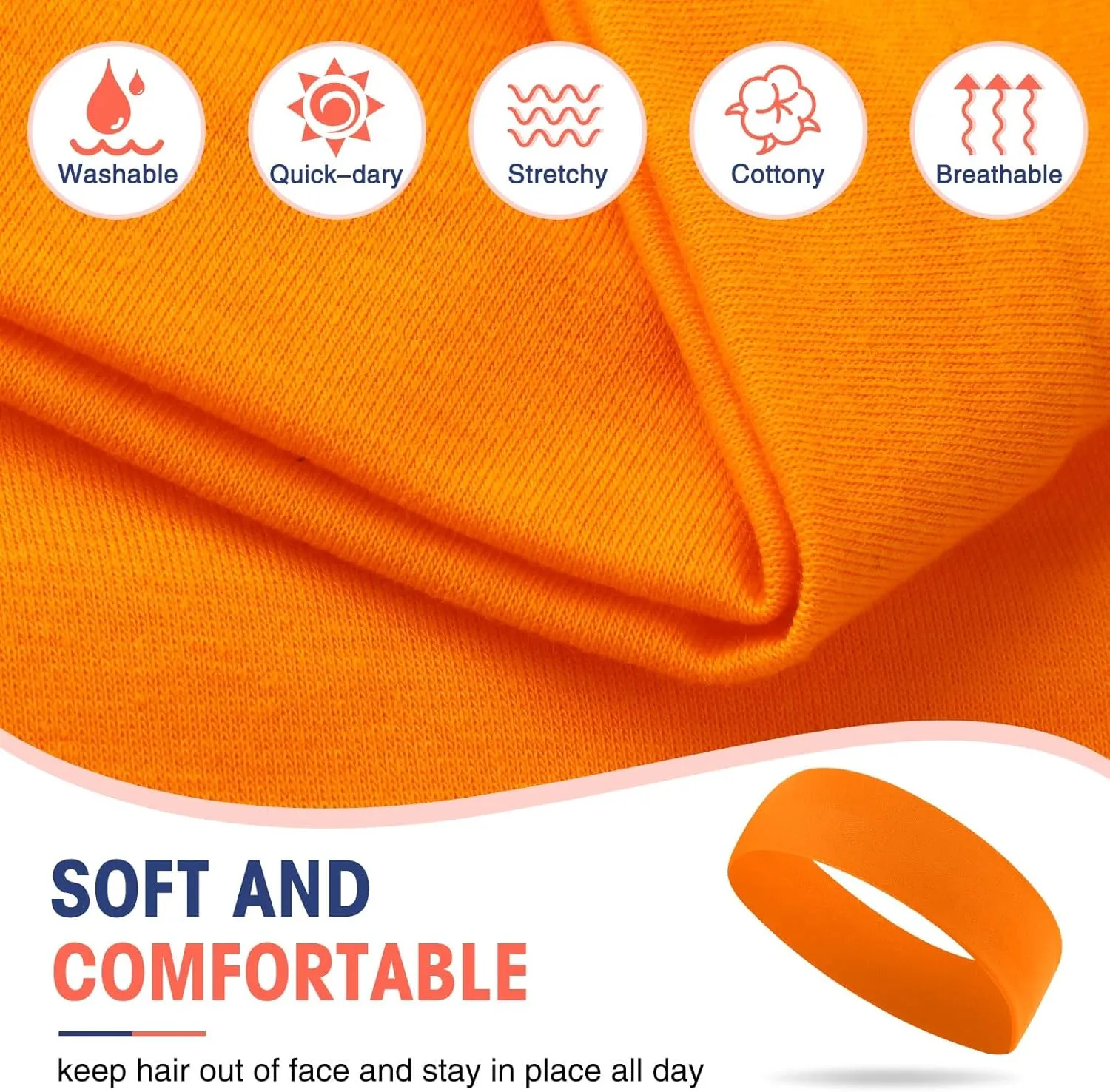Hotop 20 Pcs Sport Headbands for Girls Women Non Slip Stretchy Soft Fabric Elastic Headband Bulk for Yoga DIY Team Gifts