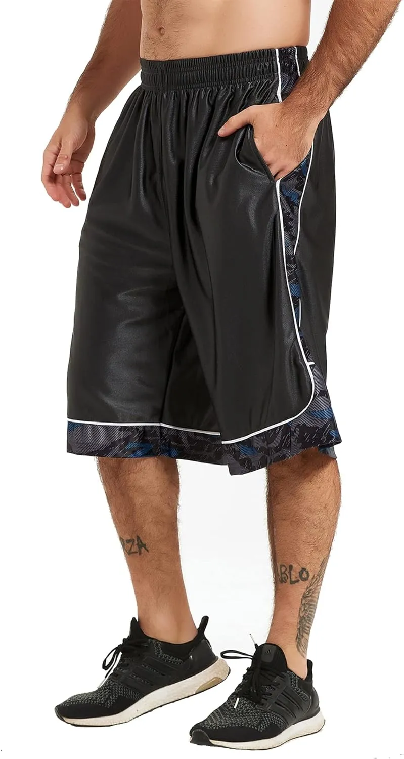 HQUEC Men's 12" Athletic Shorts Long Basketball Workout Shorts Below Knee Loose-Fit with Pockets