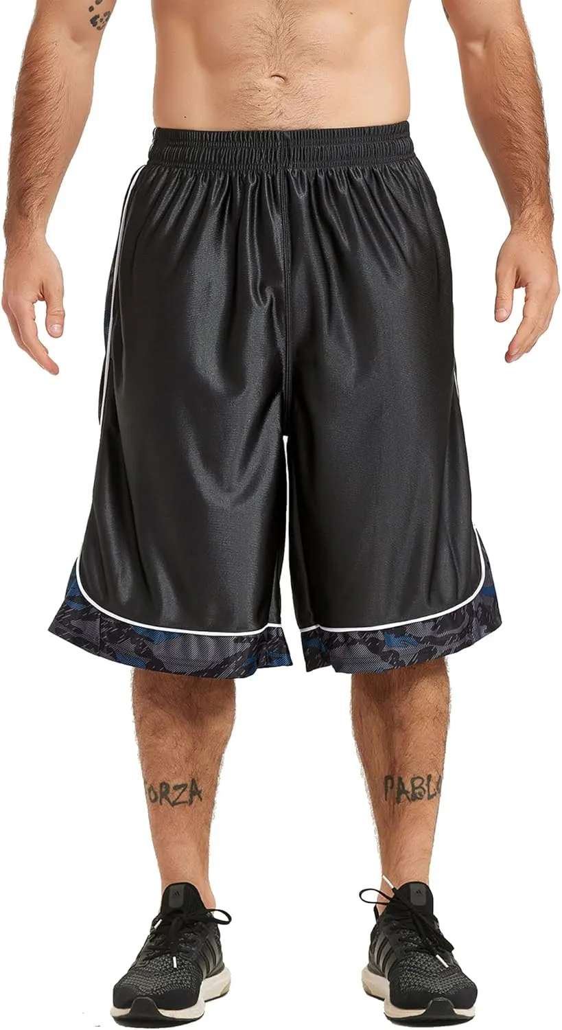 HQUEC Men's 12" Athletic Shorts Long Basketball Workout Shorts Below Knee Loose-Fit with Pockets