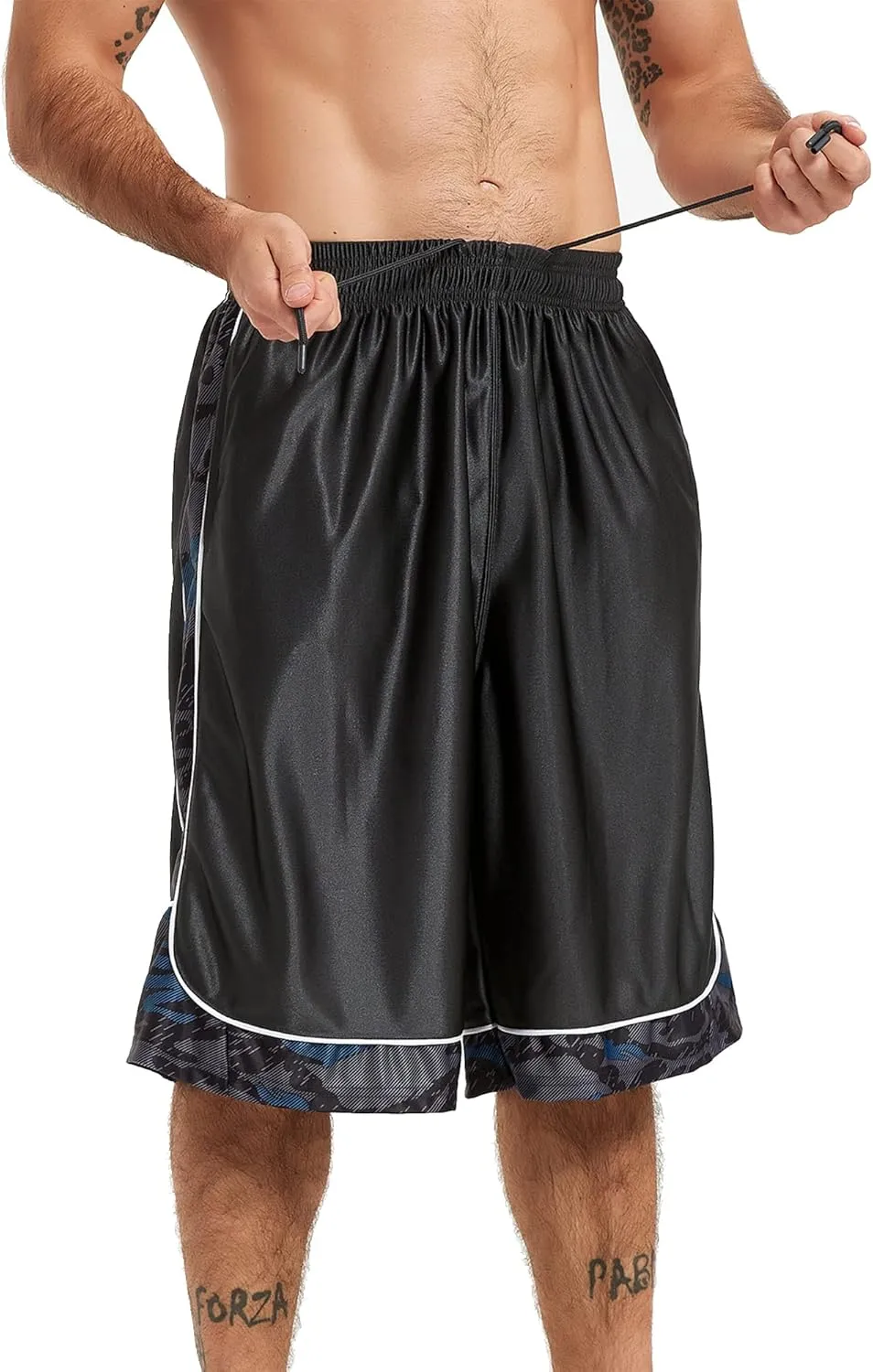 HQUEC Men's 12" Athletic Shorts Long Basketball Workout Shorts Below Knee Loose-Fit with Pockets