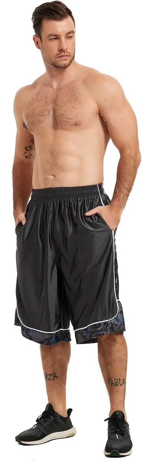 HQUEC Men's 12" Athletic Shorts Long Basketball Workout Shorts Below Knee Loose-Fit with Pockets