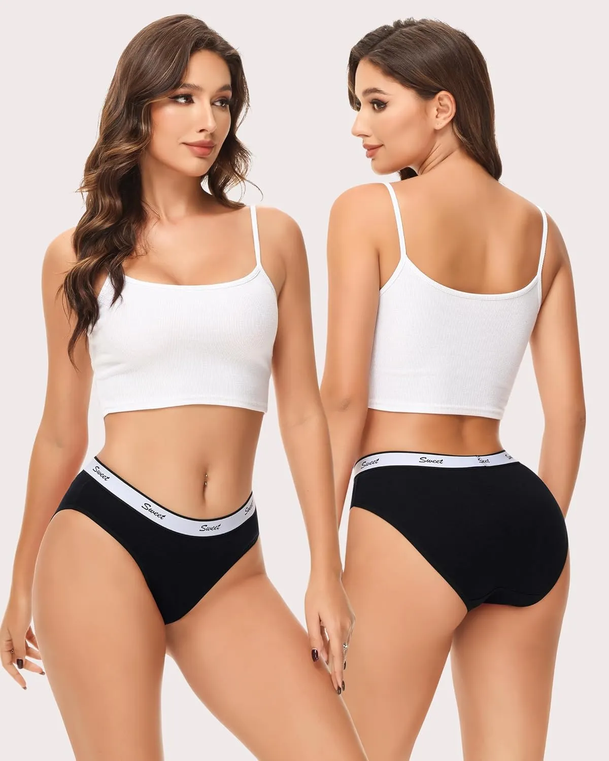 LEVAO Womens Underwear Cotton Sport Low Rise Stretch Bikini Full Coverage Panties 5 Multipack S-XL