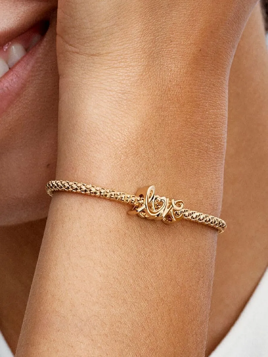 Love Gold Charms 925 Sterling Silver for Women Bracelets and Necklaces Dangle Beads Mothers Day Jewelry for Mom