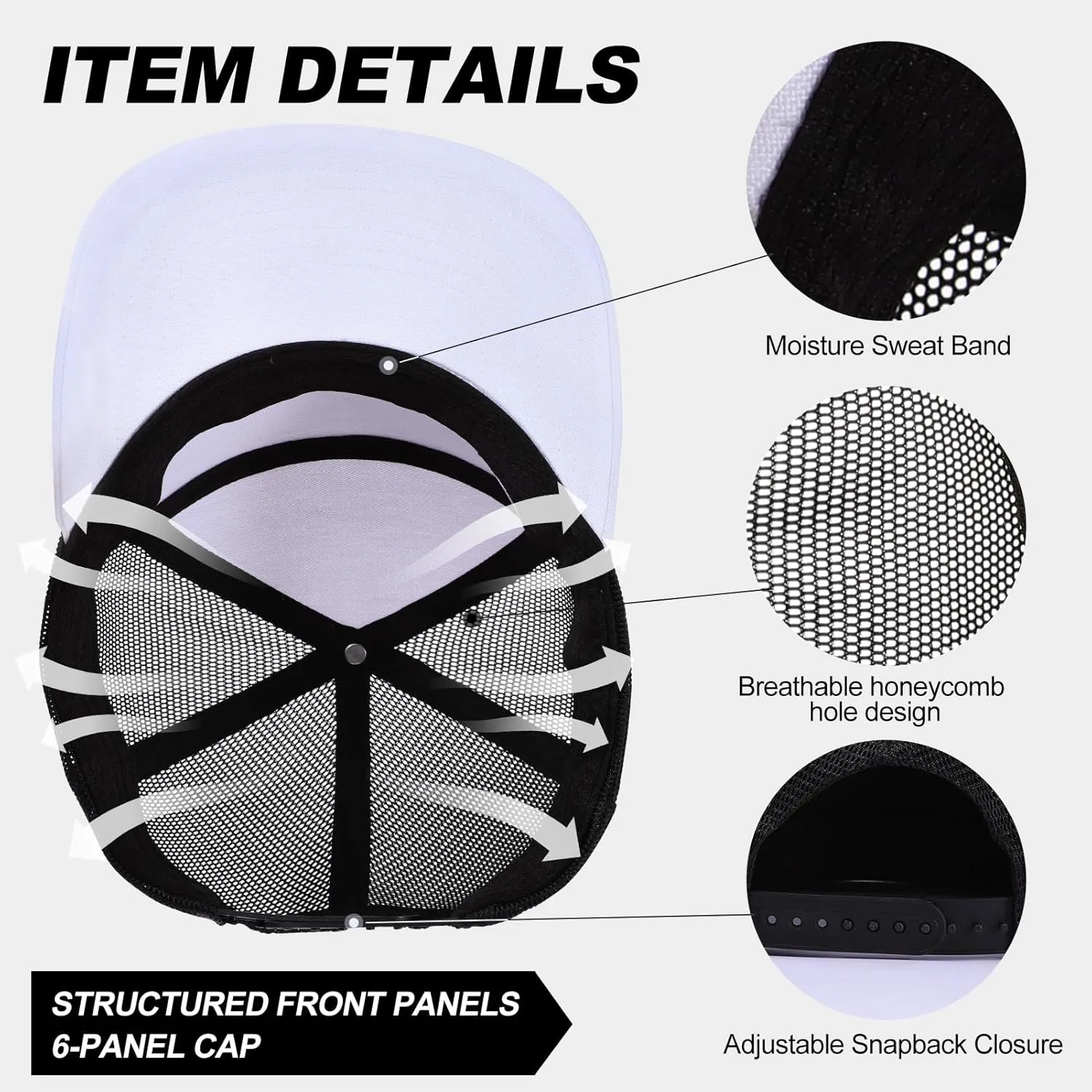Men Flat Brim Baseball Cap Adjustable Performance Snapback Hat Laser Perforated Breathable Mesh Sport Cap
