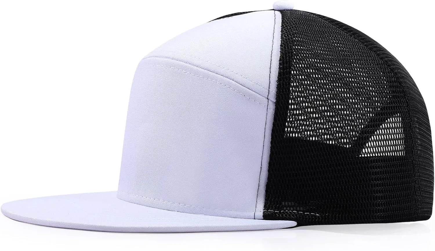 Men Flat Brim Baseball Cap Adjustable Performance Snapback Hat Laser Perforated Breathable Mesh Sport Cap