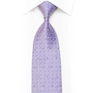 Men's Silk Necktie Geometric On Mauve With Rhinestones