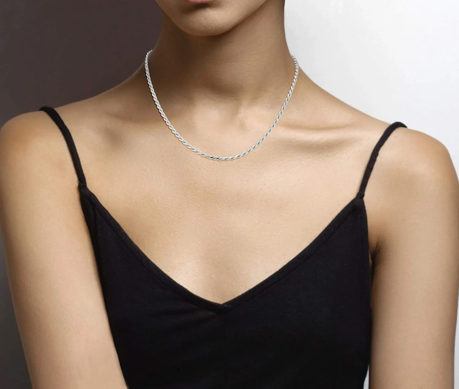 Miabella Solid 925 Sterling Silver Italian 2mm, 3mm Diamond-Cut Braided Rope Chain Necklace for Men Women Made in Italy