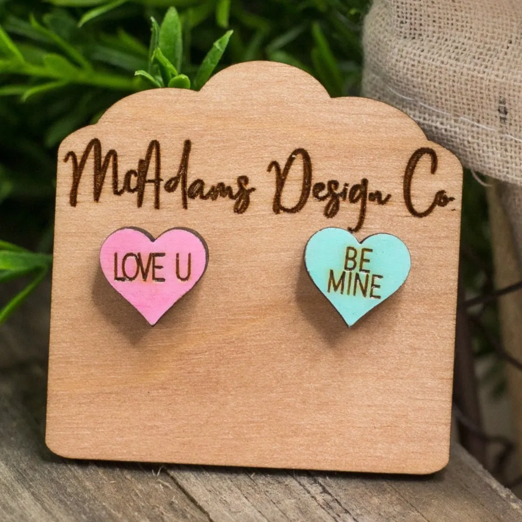 Mismatched Conversation Hearts Studs