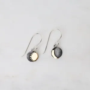 Mixed Metal Sun and Moon Dangle Earrings