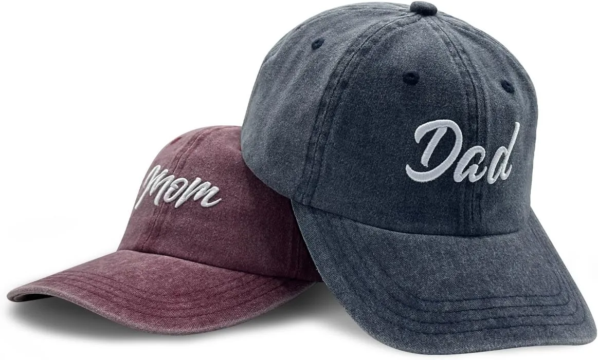 Mom and Dad Hats Father Day Embroidered Baseball Cap for Men Women New Parents, Dad Gift Mom Gift