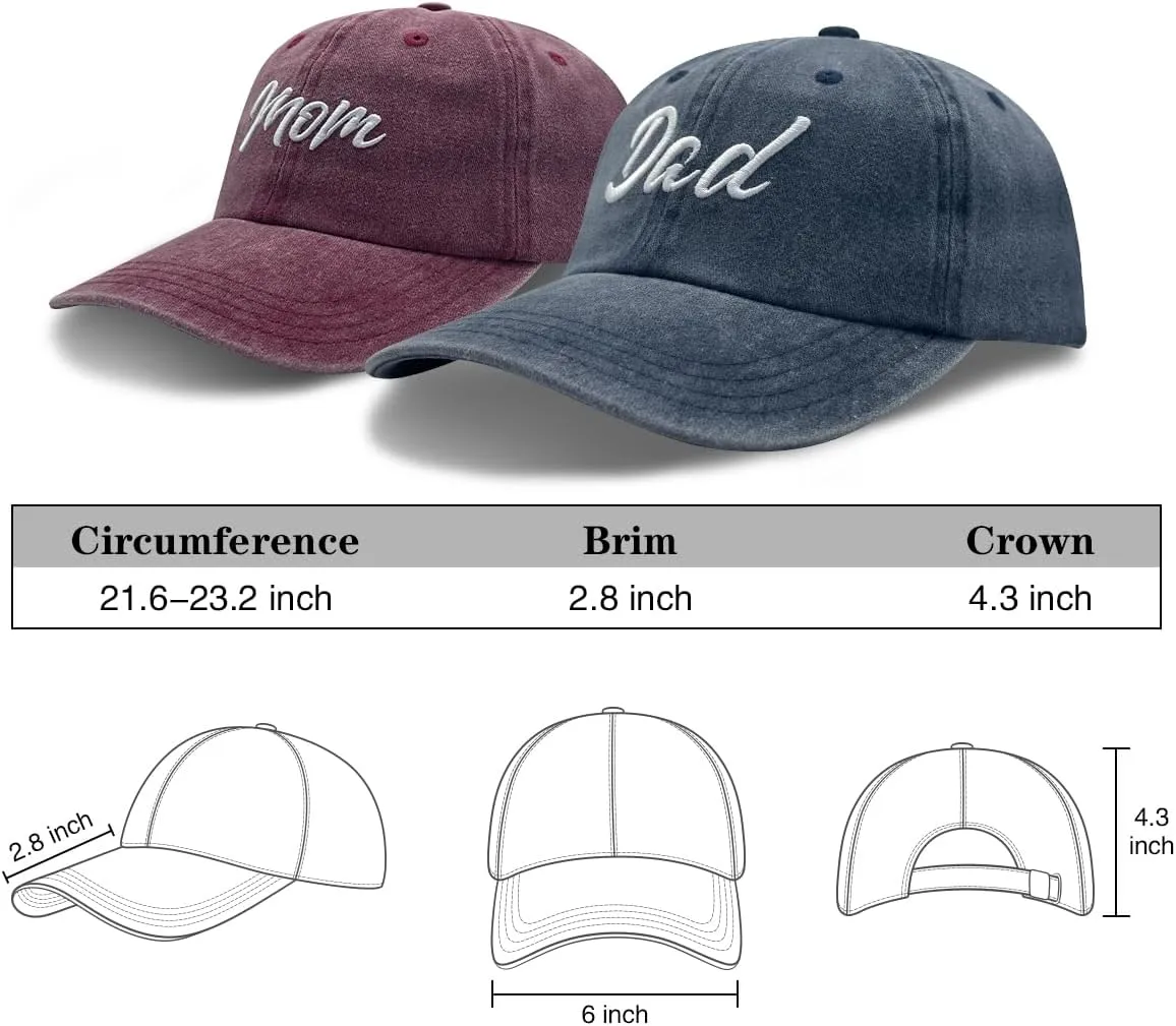 Mom and Dad Hats Father Day Embroidered Baseball Cap for Men Women New Parents, Dad Gift Mom Gift