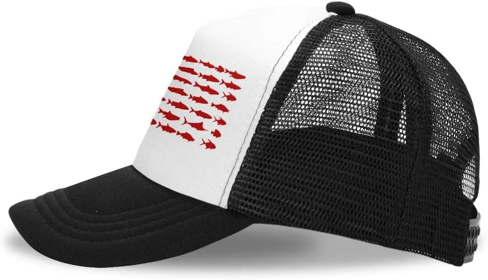 OASCUVER Kid Printing Sharks Flag Hat Toddler Mesh Trucker Boys Girls Adjustable Snapback Baseball Cap