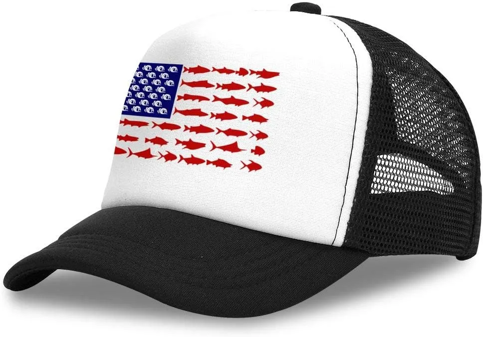 OASCUVER Kid Printing Sharks Flag Hat Toddler Mesh Trucker Boys Girls Adjustable Snapback Baseball Cap
