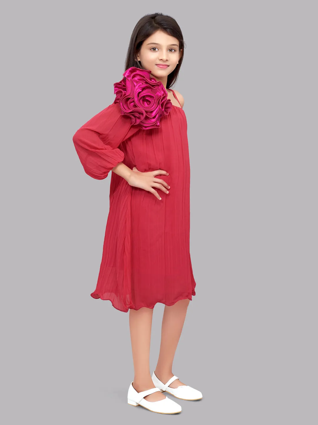 One Shoulder Fuscia Aline Dress