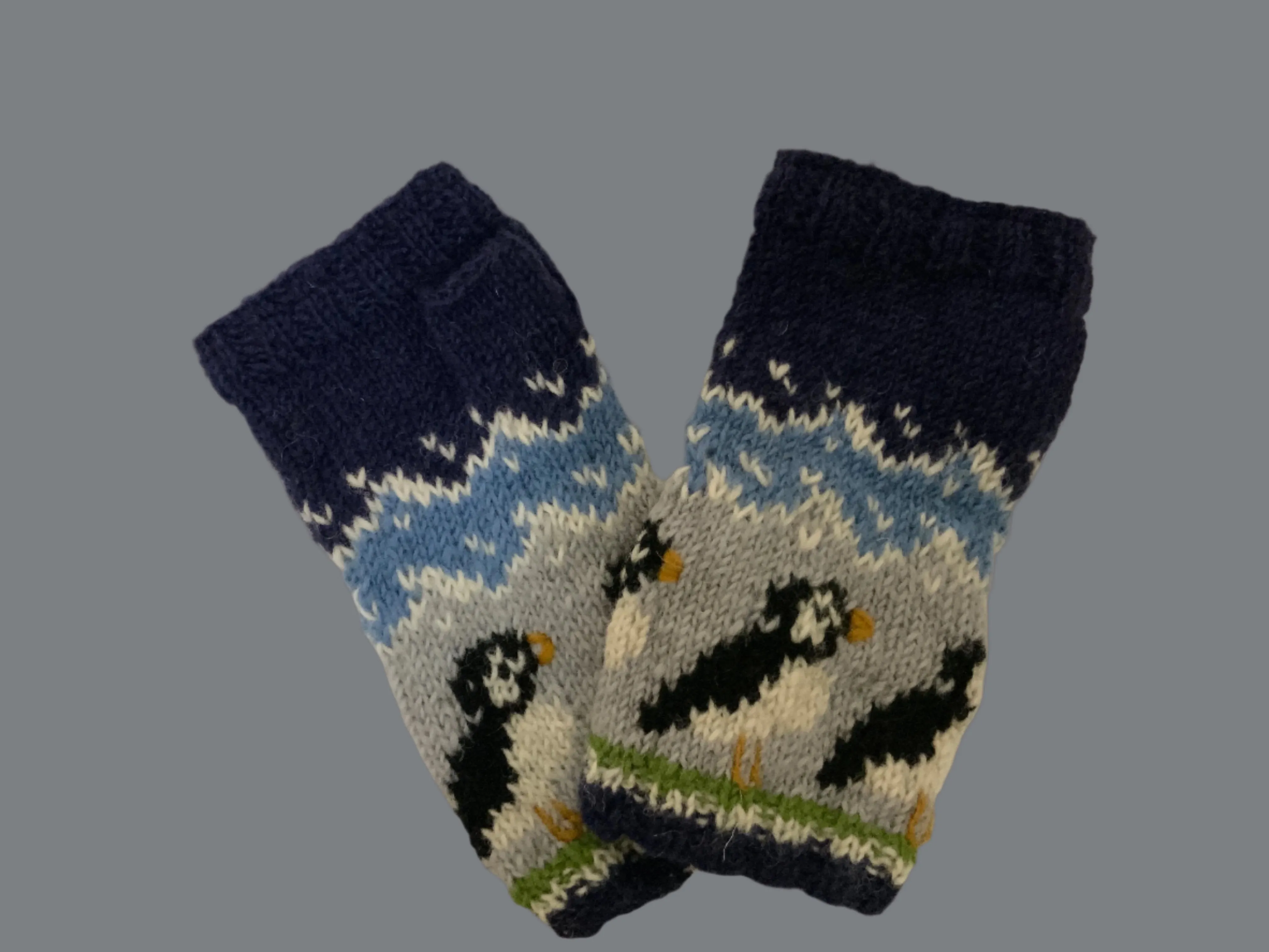 Penguin Fingerless Wool Lined Gloves by Yak N Yeti G-588