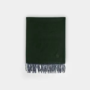 Plain Dark Green Wide Width Pure Cashmere Scarf