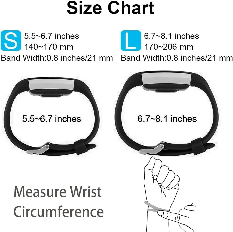 POY Replacement Bands Compatible for Fitbit Charge 2, Classic Edition Adjustable Sport Wristbands