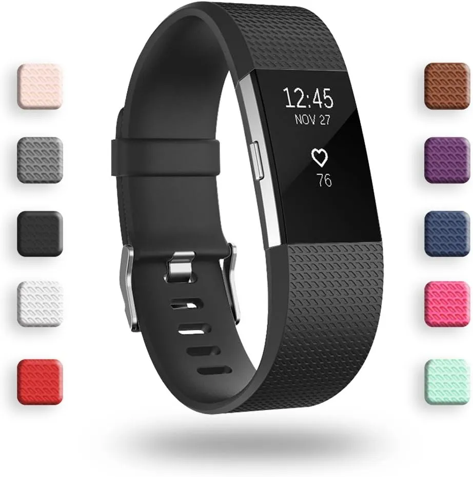 POY Replacement Bands Compatible for Fitbit Charge 2, Classic Edition Adjustable Sport Wristbands