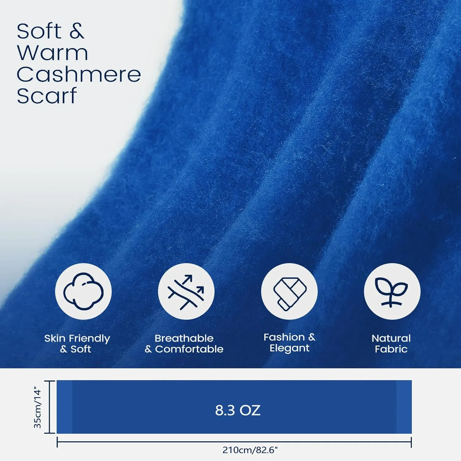 Pure Color Mohair Winter Scarf - Warm Cashmere Feel Scarf for Women and Men