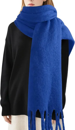Pure Color Mohair Winter Scarf - Warm Cashmere Feel Scarf for Women and Men