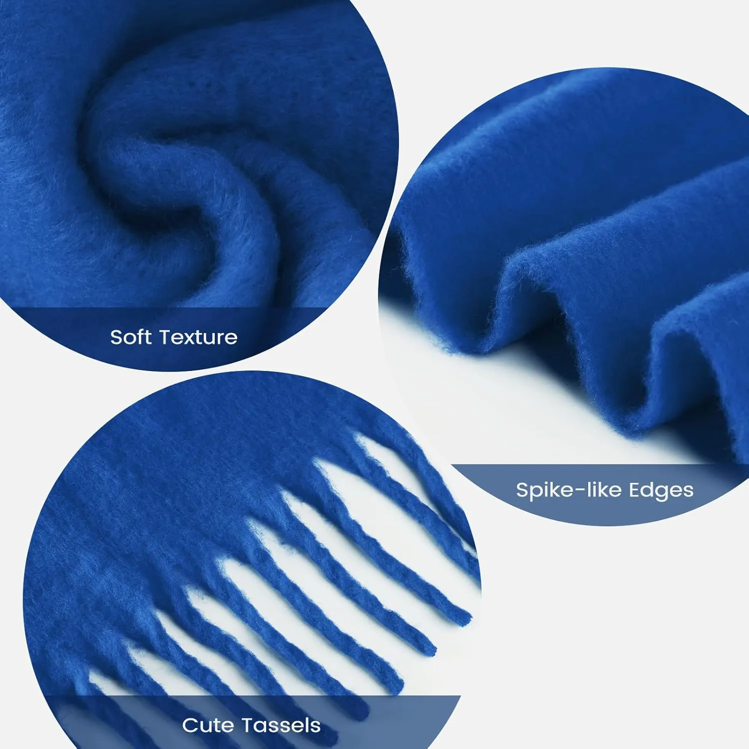 Pure Color Mohair Winter Scarf - Warm Cashmere Feel Scarf for Women and Men