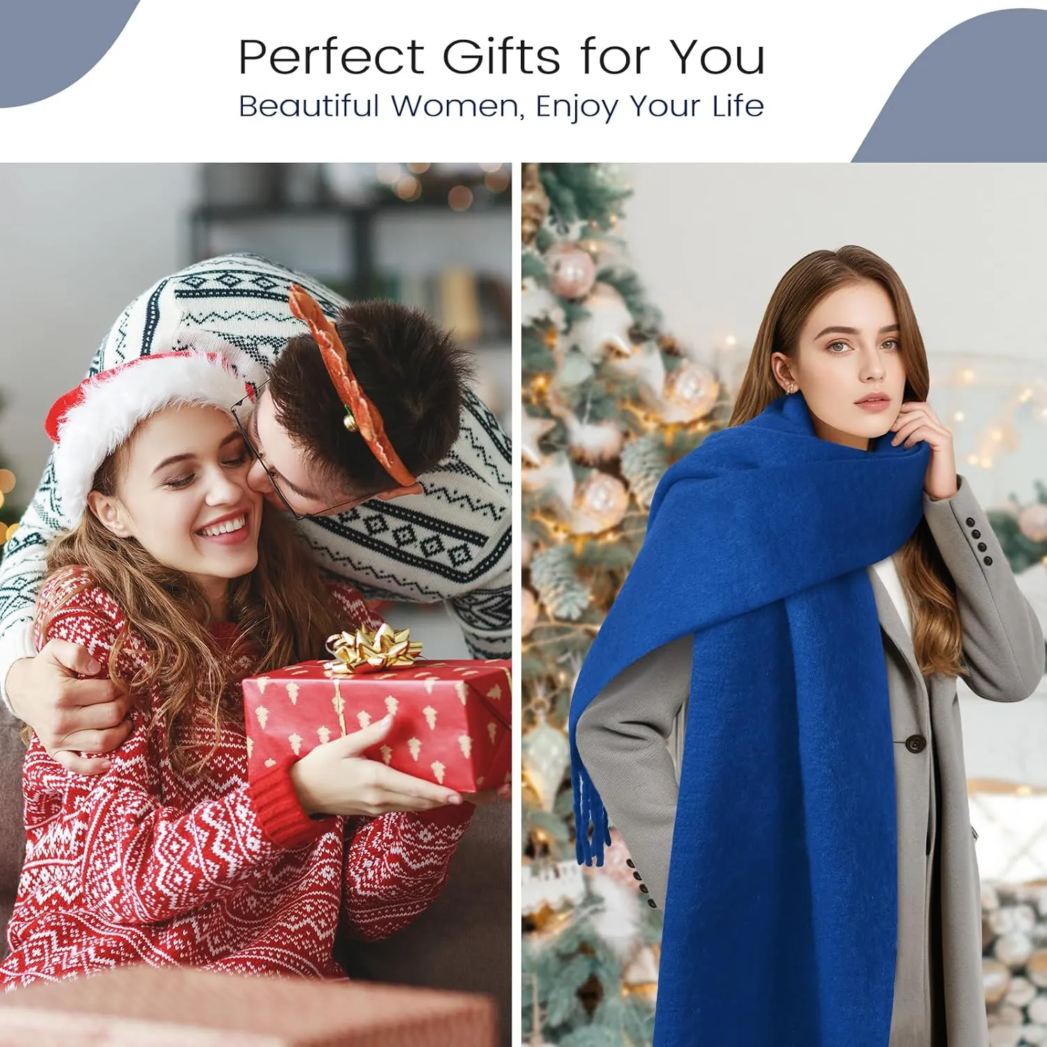 Pure Color Mohair Winter Scarf - Warm Cashmere Feel Scarf for Women and Men