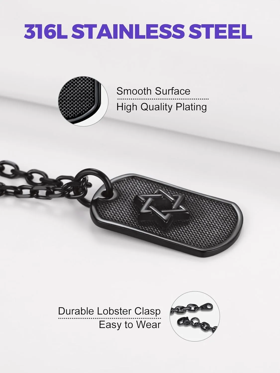 Richsteel Star of David Necklaces for Women Mens Stainless Steel/18K Gold Plated Hexagram Pendant Jewish Israel Jewelry