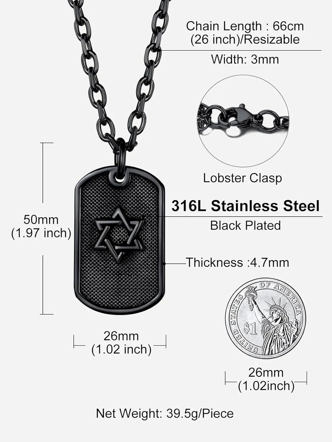 Richsteel Star of David Necklaces for Women Mens Stainless Steel/18K Gold Plated Hexagram Pendant Jewish Israel Jewelry