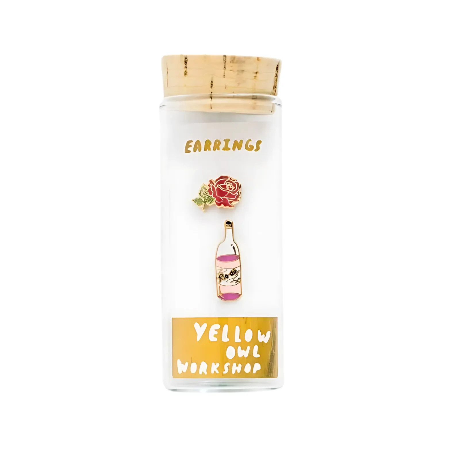 Rose and Rosé Mismatched Stud Earrings | Cloisonné with 22 Karat Gold | In a Glass Gift Vial
