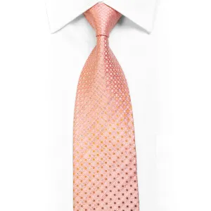 Silk Tie Yellow Geometric On Paech Pink With Rhinestones & Sparkles