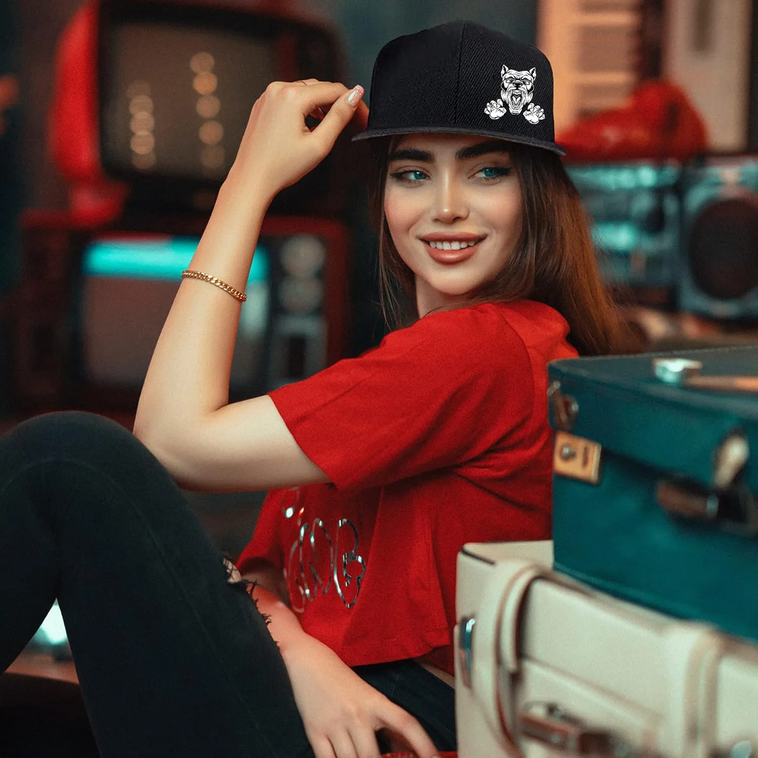 Skull Finger Flat Bill Hats for Men Black Mens Snapback Hat Baseball Cap Fitted Hat Rock N Roll Skeleton Hand Snap Backpack